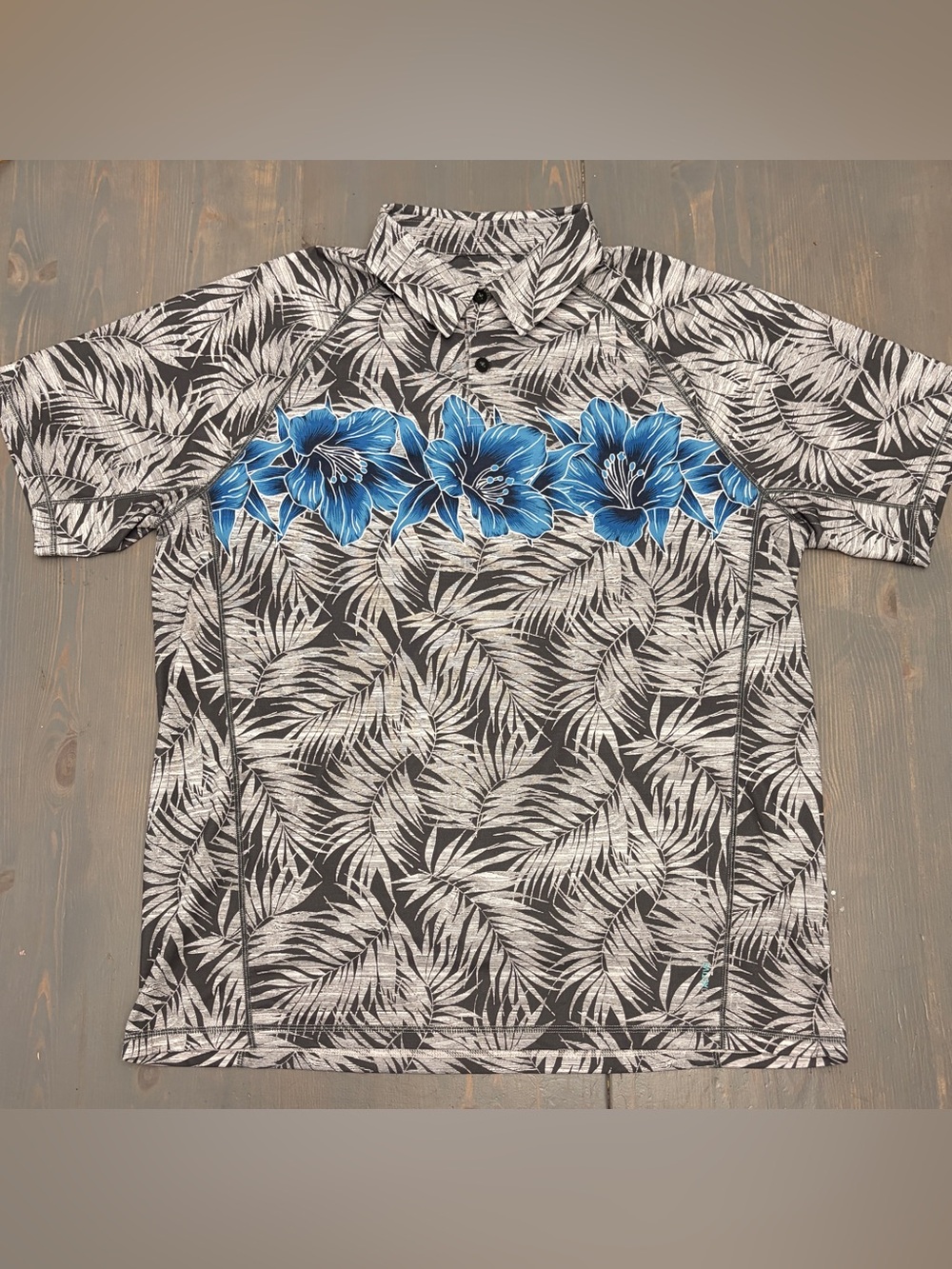 Tommy Bahama IslandZone Polo Shirt Men’s Large Blue Floral Tropical Performance